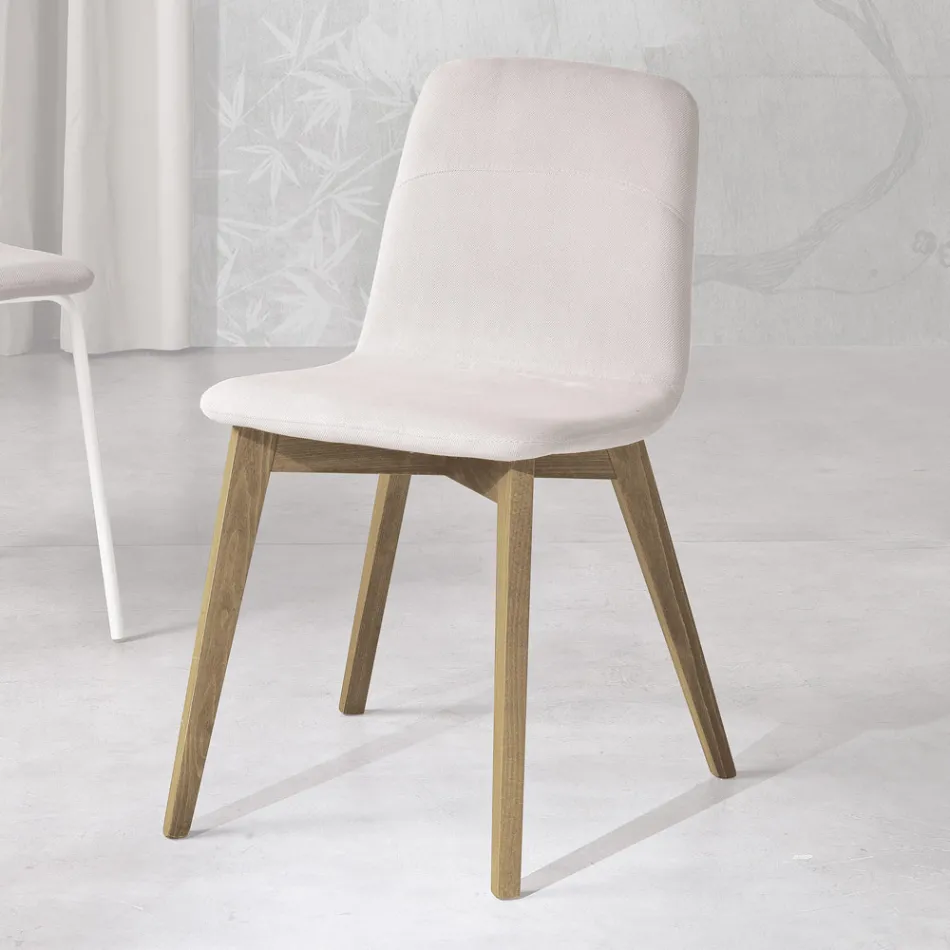 Sedia da cucina di design in legno e tessuto made in Italy, Egizia Viadurini