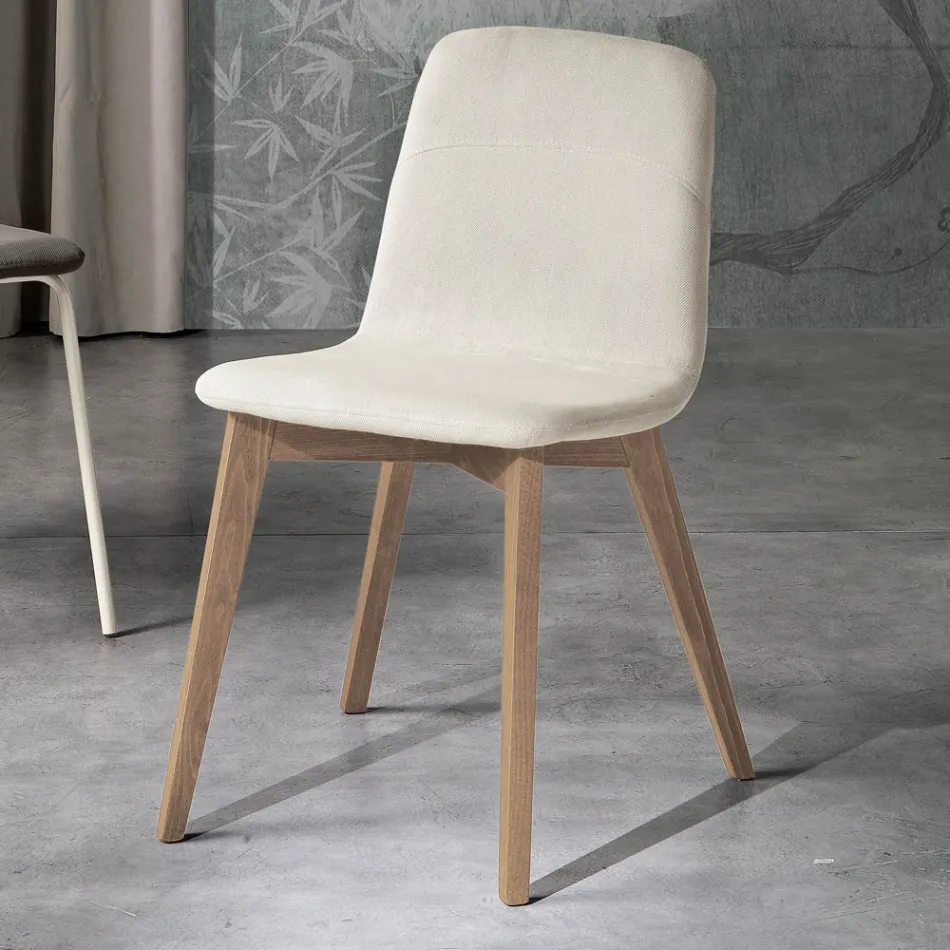 Sedia da cucina di design in legno e tessuto made in Italy, Egizia Viadurini