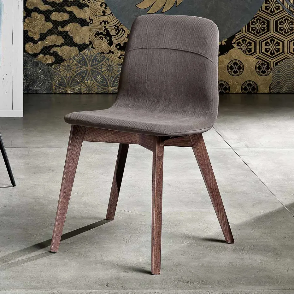 Sedia da cucina di design in legno e tessuto made in Italy, Egizia Viadurini