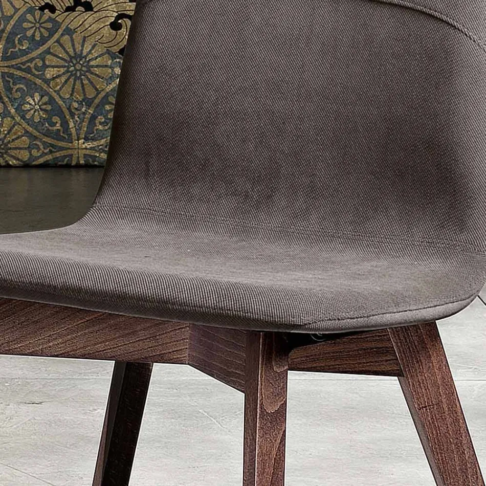 Sedia da cucina di design in legno e tessuto made in Italy, Egizia Viadurini