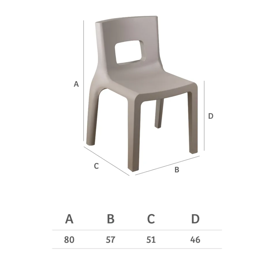 Sedia da Cucina Impilabile in Polietilene Made in Italy 2 Pezzi - Alassio Viadurini