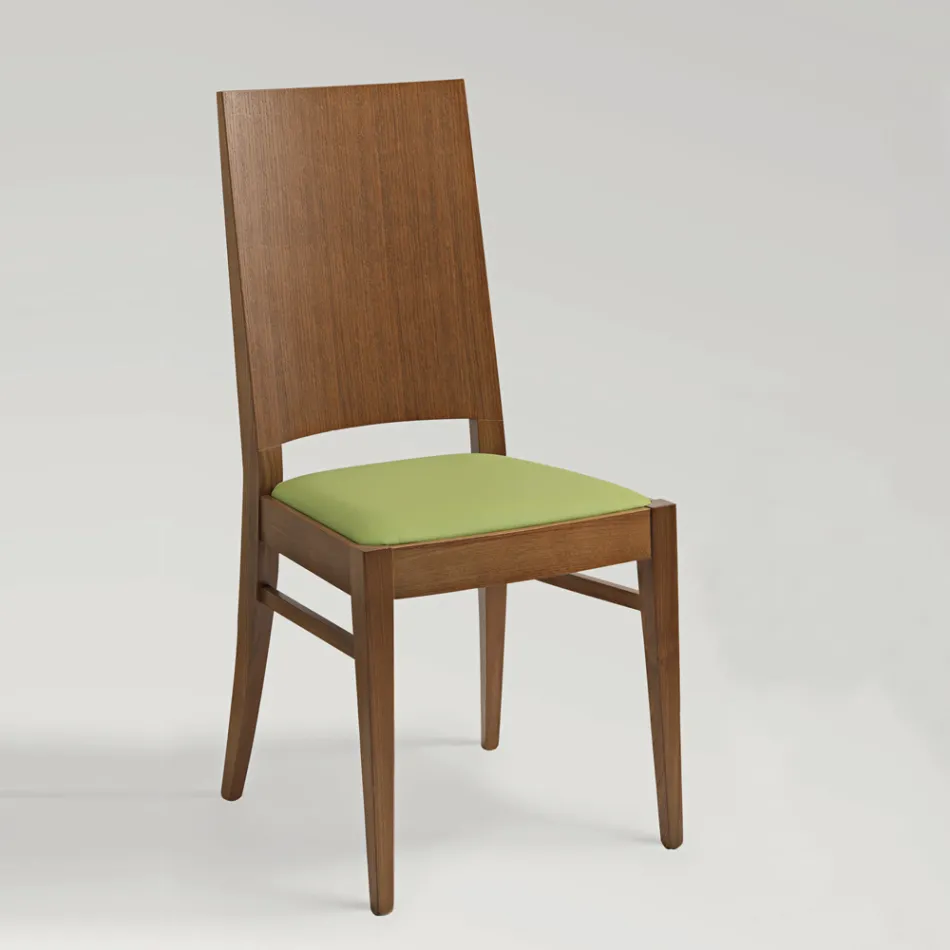 Sedia da Cucina in Legno di Faggio e Seduta in Ecopelle Design - Florent Viadurini