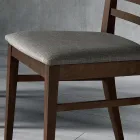 Sedia da Cucina in Legno e Seduta in Tessuto Design Italiano - Jeanine Viadurini