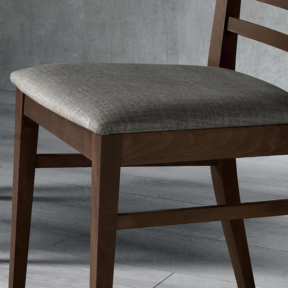 Sedia da Cucina in Legno e Seduta in Tessuto Design Italiano - Jeanine Viadurini