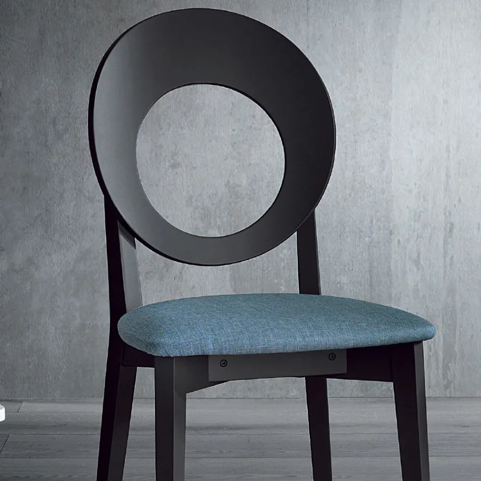 Sedia da Cucina in Legno e Tessuto Design Moderno Made in Italy - Marrine Viadurini
