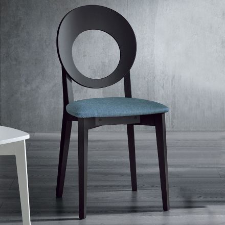 Sedia da Cucina in Legno e Tessuto Design Moderno Made in Italy - Marrine Viadurini