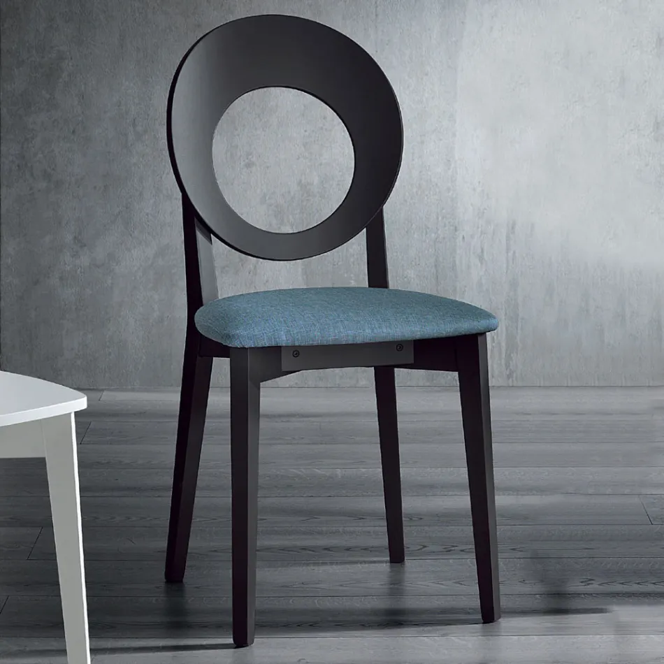 Sedia da Cucina in Legno e Tessuto Design Moderno Made in Italy - Marrine Viadurini