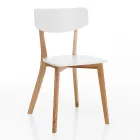 Sedia da Cucina in Legno Massello Bianco e Tinto Rovere 2 Pezzi - Tonino Viadurini