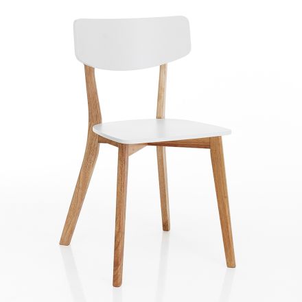 Sedia da Cucina in Legno Massello Bianco e Tinto Rovere 2 Pezzi - Tonino Viadurini