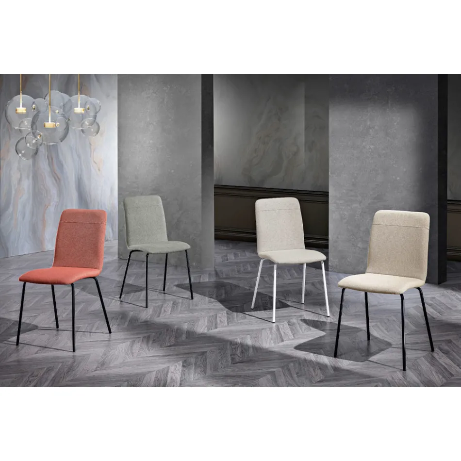 Sedia da Cucina in Tessuto Colorato e Metallo Design Moderno - Hermione Viadurini