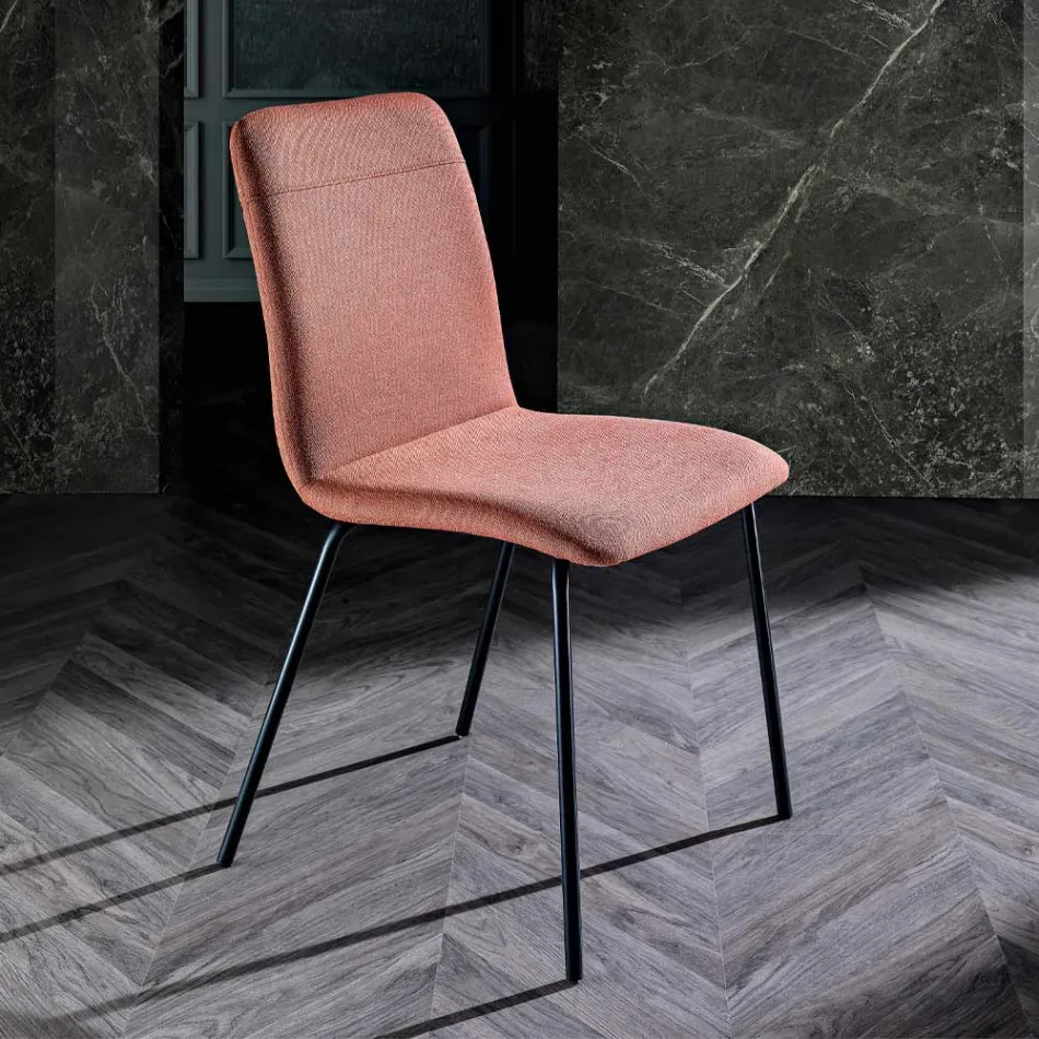 Sedia da Cucina in Tessuto Colorato e Metallo Design Moderno - Hermione Viadurini