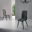 Sedia da Cucina in Tessuto con Base in Metallo Nero 4 PezzI - Menegildo Viadurini