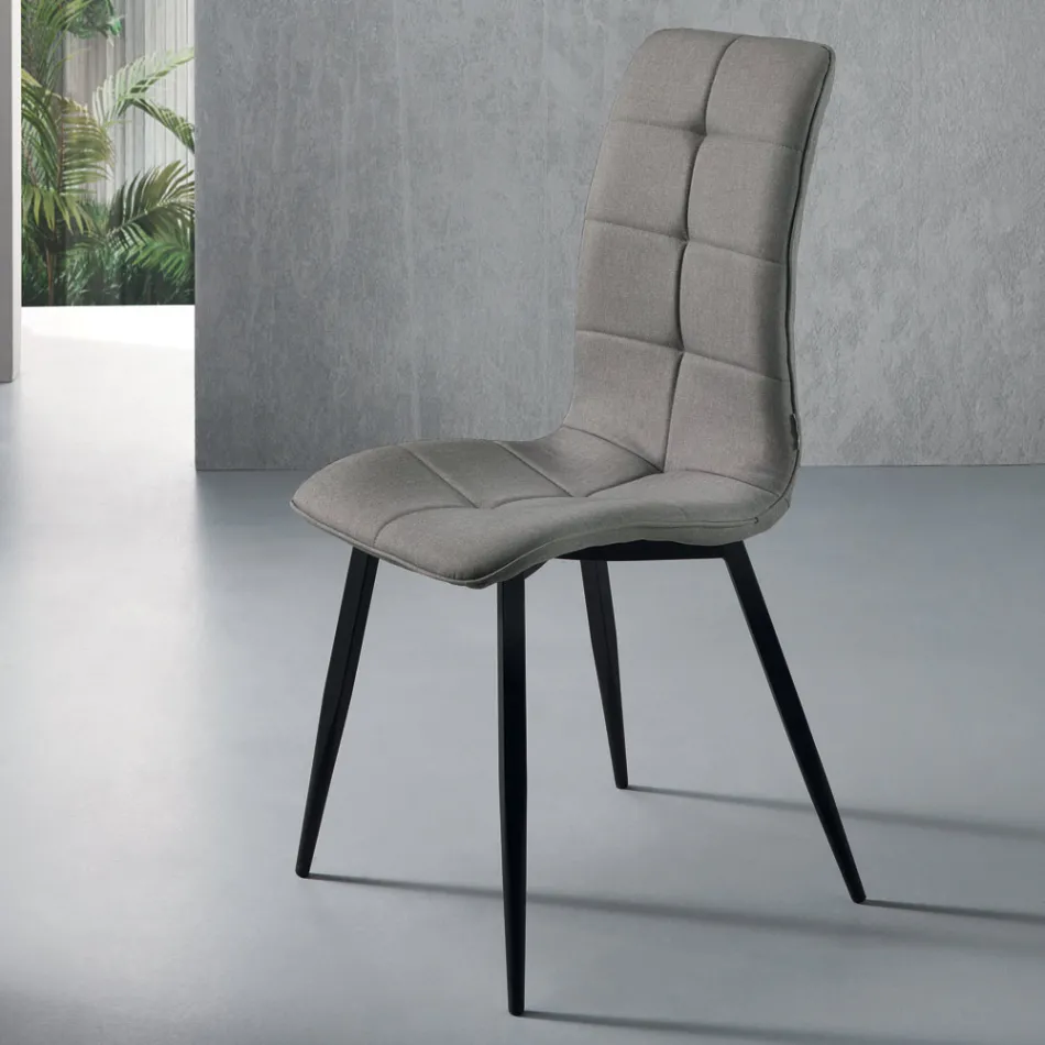 Sedia da Cucina in Tessuto con Base in Metallo Nero 4 PezzI - Menegildo Viadurini