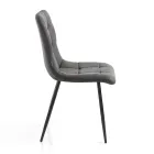 Sedia da Cucina in Tessuto con Gambe in Metallo Nero 4 Pezzi - Celeste Viadurini