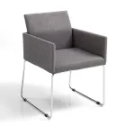 Sedia da Cucina in Tessuto Grigio con Base in Metallo 2 Pezzi - Persiana Viadurini