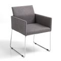 Sedia da Cucina in Tessuto Grigio con Base in Metallo 2 Pezzi - Persiana