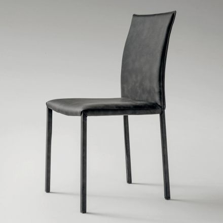 Sedia da Cucina Interamente Rivestita in Ecopelle Made in Italy, 2 Pezzi - Maria Viadurini