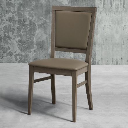 Sedia da Cucina Moderna in Legno e Ecopelle Design Made in Italy - Taver Viadurini