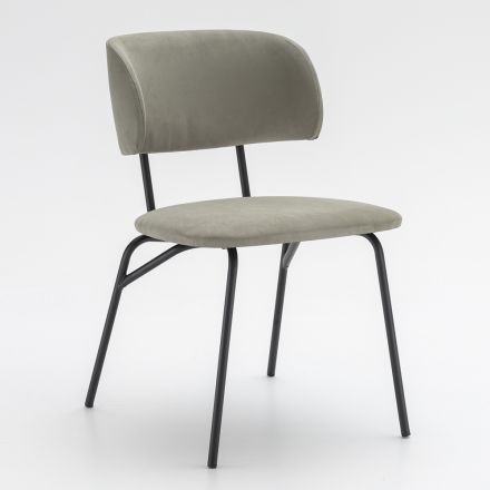 Sedia da Cucina Rivestita in Microfibra Made in Italy, 2 Pezzi - Rebecca Viadurini