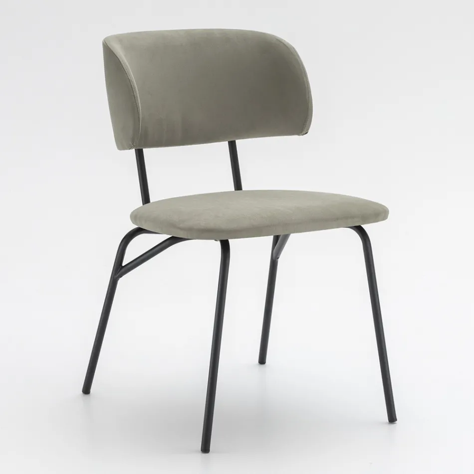 Sedia da Cucina Rivestita in Microfibra Made in Italy, 2 Pezzi - Rebecca Viadurini