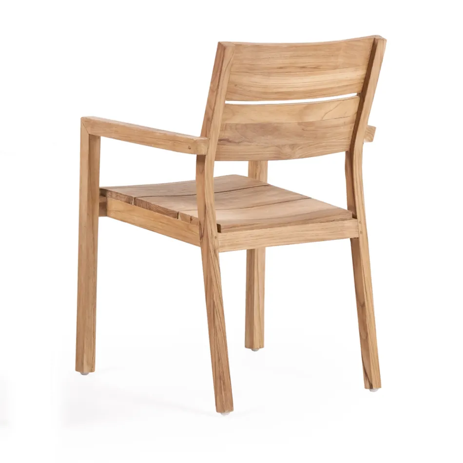 Sedia da Esterno con Braccioli in Legno Teak - Marie Viadurini