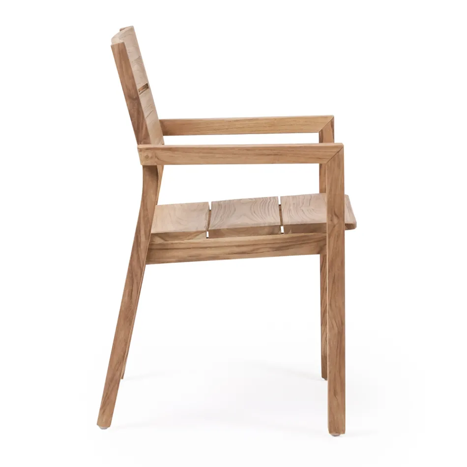Sedia da Esterno con Braccioli in Legno Teak - Marie Viadurini