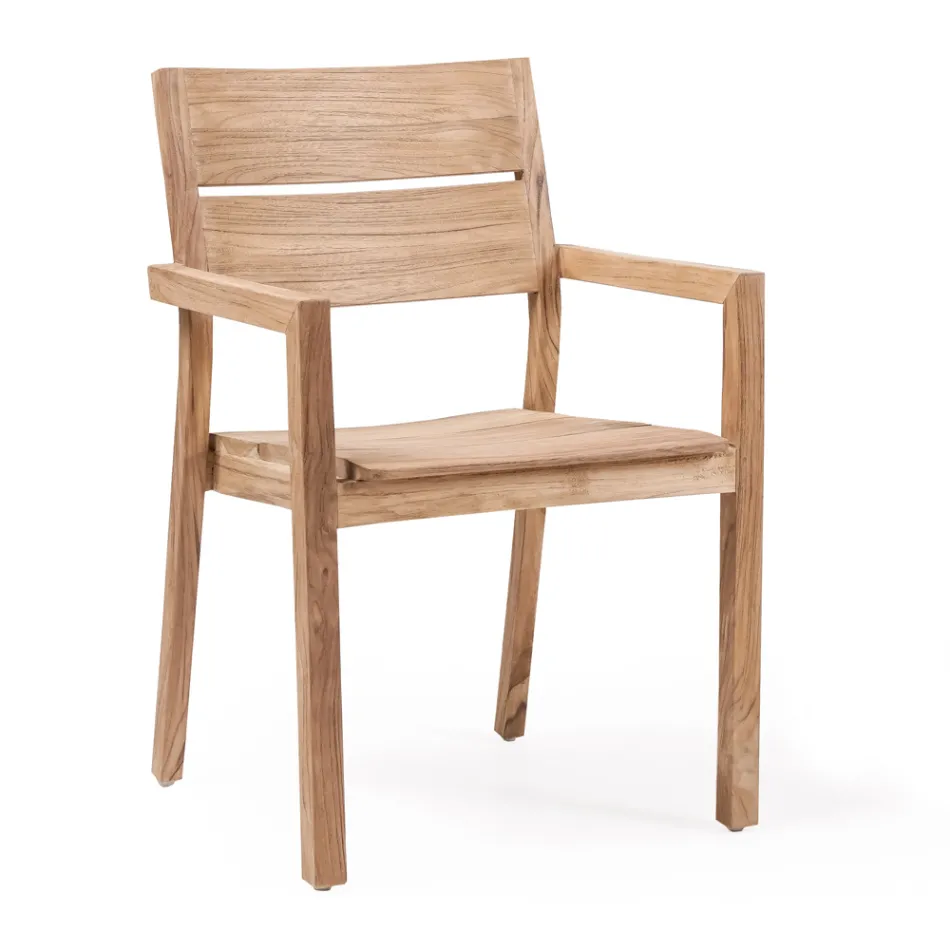 Sedia da Esterno con Braccioli in Legno Teak - Marie Viadurini