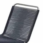 Sedia da Esterno di Design in Acciaio e Cordino Nero Made in Italy - Madagascar1 Viadurini
