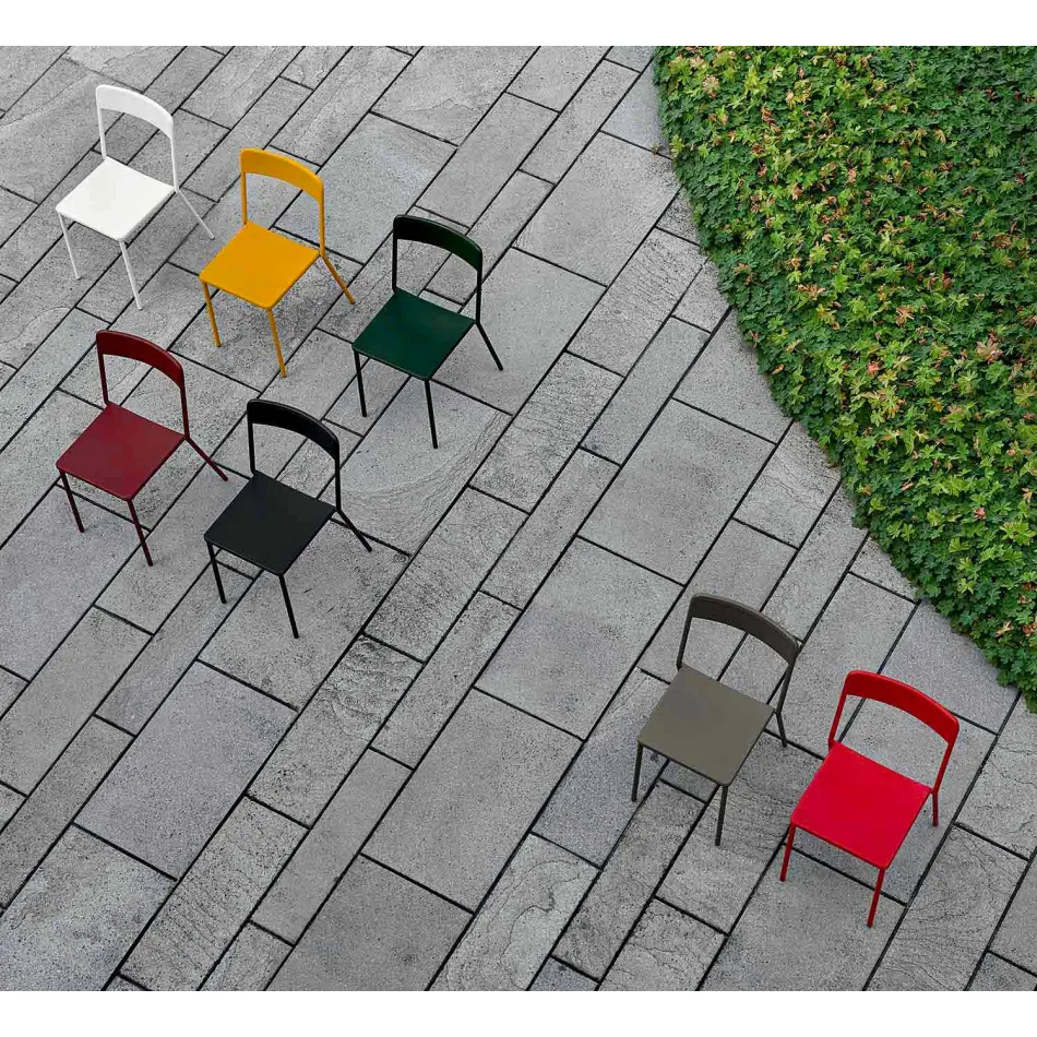 Sedia da Esterno Impilabile in Metallo Made in Italy, 4 Pezzi - Xylia Viadurini