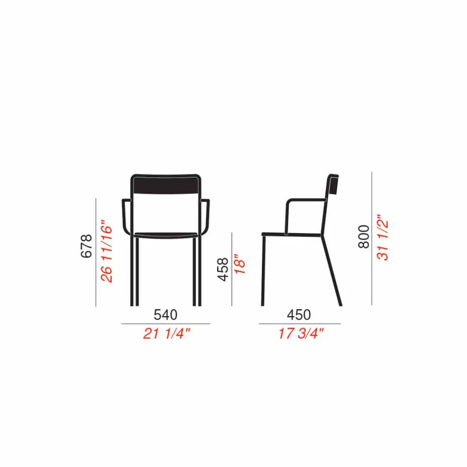 Sedia da Esterno Impilabile in Metallo Made in Italy, 4 Pezzi - Xylia Viadurini