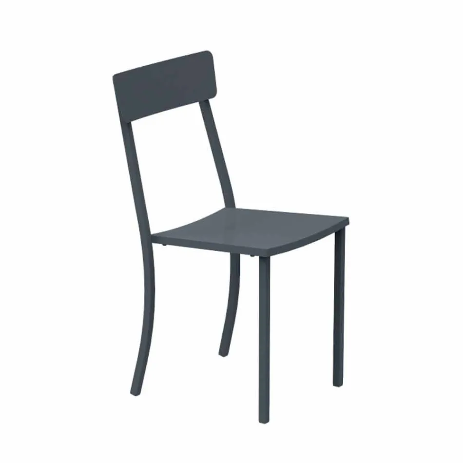 Sedia da Esterno Impilabile in Metallo Verniciato Made in Italy, 4 Pezzi - Tulle Viadurini