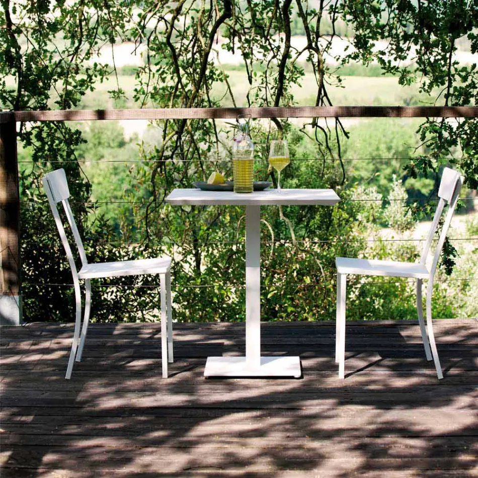 Sedia da Esterno Impilabile in Metallo Verniciato Made in Italy, 4 Pezzi - Tulle Viadurini