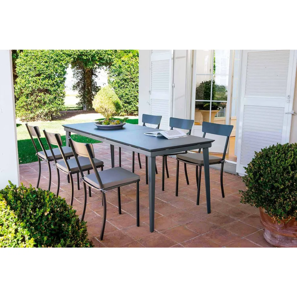 Sedia da Esterno Impilabile in Metallo Verniciato Made in Italy, 4 Pezzi - Tulle Viadurini