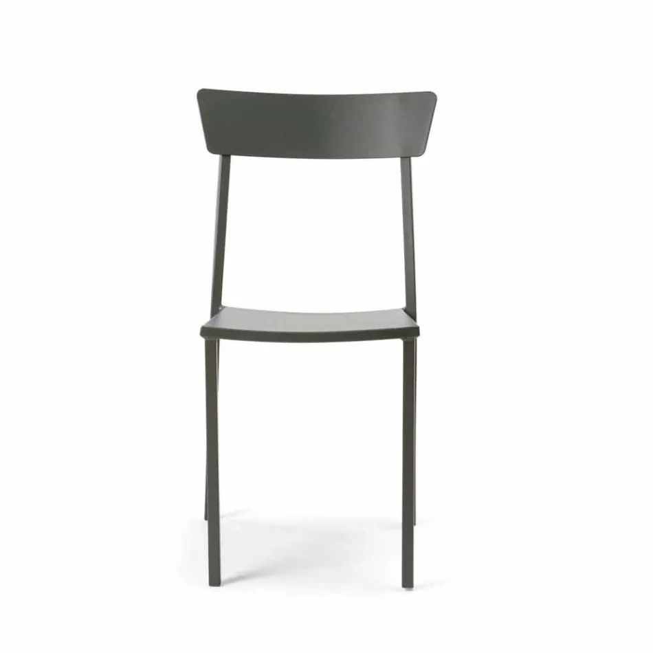 Sedia da Esterno Impilabile in Metallo Verniciato Made in Italy, 4 Pezzi - Tulle Viadurini