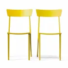 Sedia da Esterno Impilabile in Metallo Verniciato Made in Italy, 4 Pezzi - Tulle Viadurini