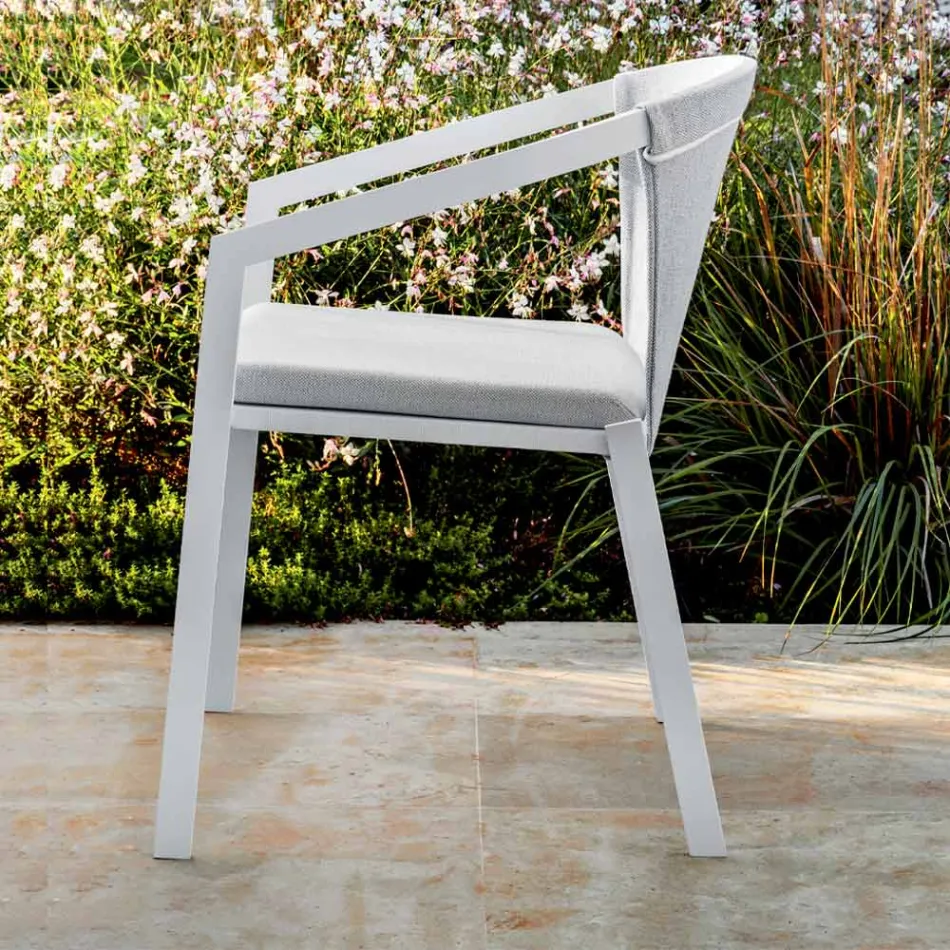 Sedia da Esterno in Alluminio con o Senza Cuscino, Alta Qualità, 4 pz - Filomena Viadurini