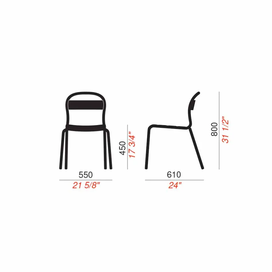 Sedia da Esterno in Alluminio Impilabile Made in Italy, 4 Pezzi - Ulyssa Viadurini