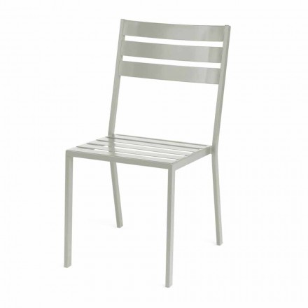 Sedia da Esterno in Ferro Verniciato Bianco Perla Made in Italy 4 Pezzi - Bernie Viadurini
