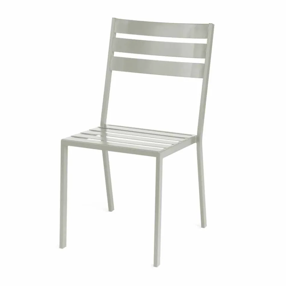 Sedia da Esterno in Ferro Verniciato Bianco Perla Made in Italy 4 Pezzi - Bernie Viadurini