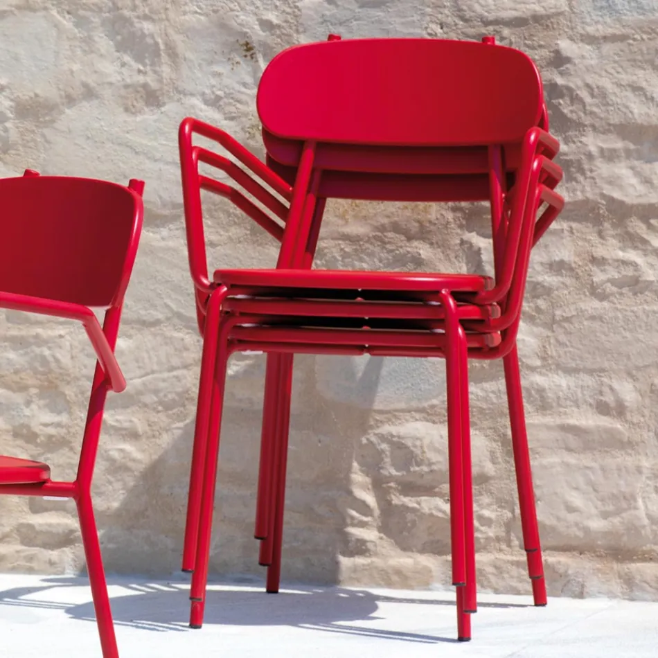 Sedia da Esterno in Metallo con Braccioli Made in Italy 4 Pezzi - Pixie Viadurini