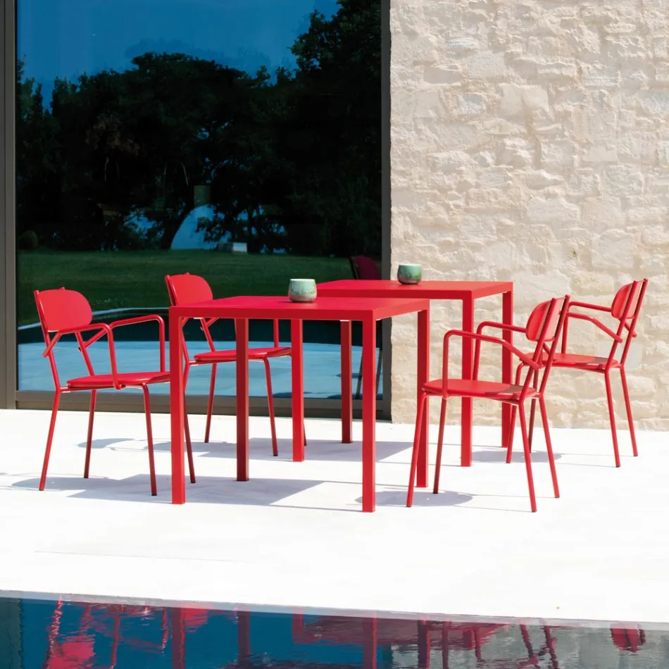 Sedia da Esterno in Metallo con Braccioli Made in Italy 4 Pezzi - Pixie Viadurini