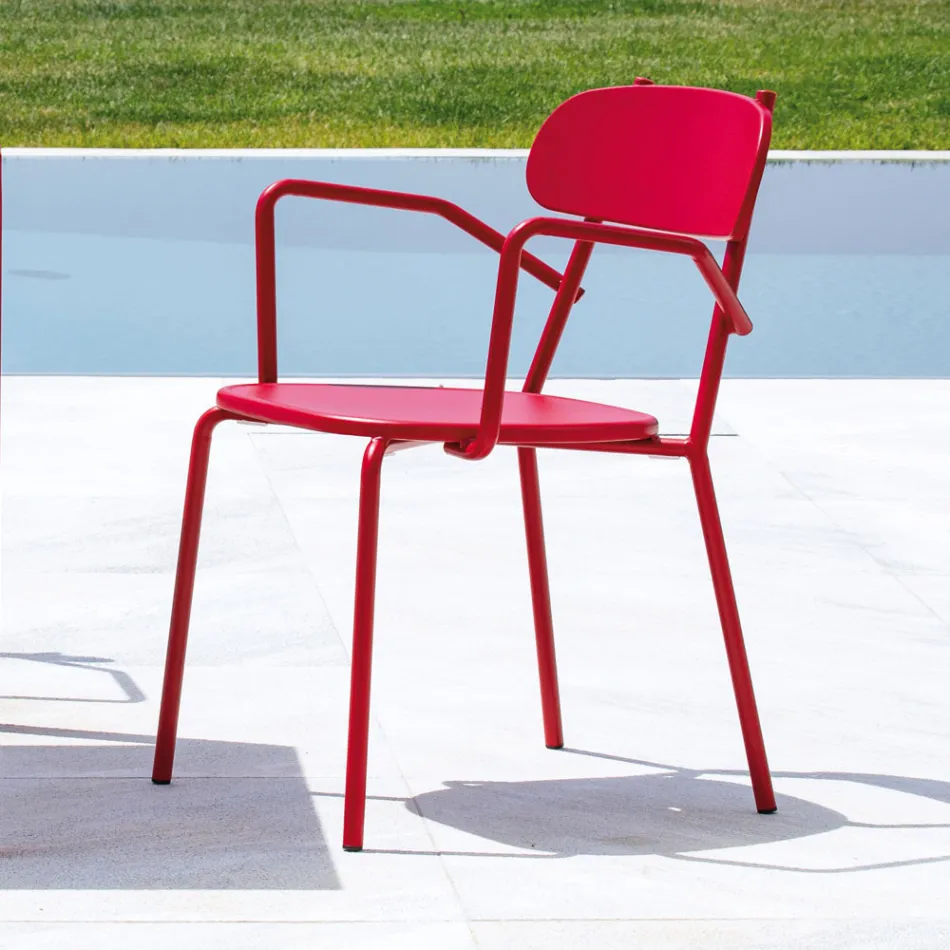 Sedia da Esterno in Metallo con Braccioli Made in Italy 4 Pezzi - Pixie Viadurini