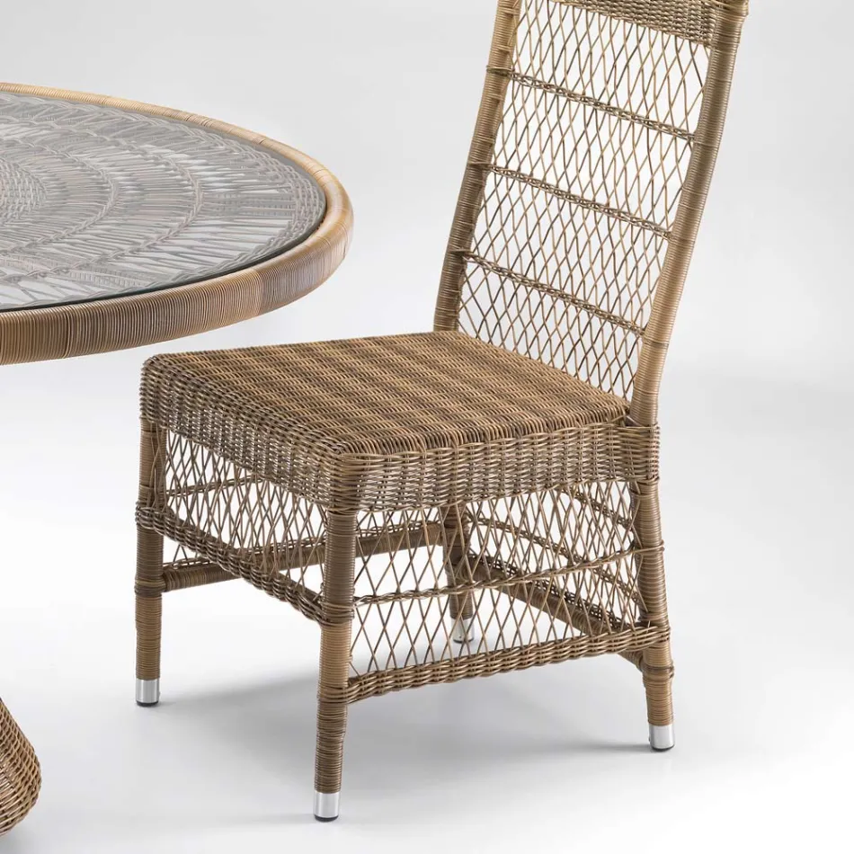 Sedia da Esterno in Polyrattan con Cuscino Opzionale - Gigi Viadurini