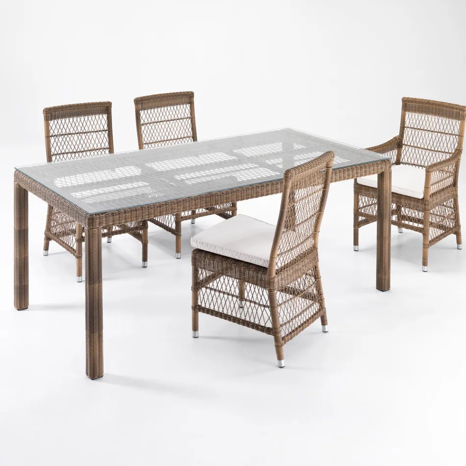 Sedia da Esterno in Polyrattan con Cuscino Opzionale - Gigi Viadurini