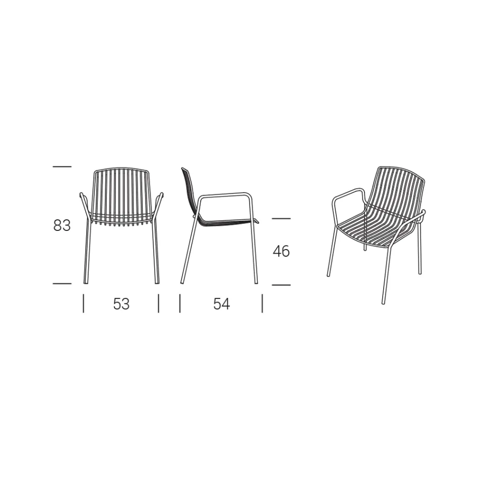 Sedia da Giardino Impilabile in Metallo Made in Italy 2 Pezzi - Giuliana Viadurini