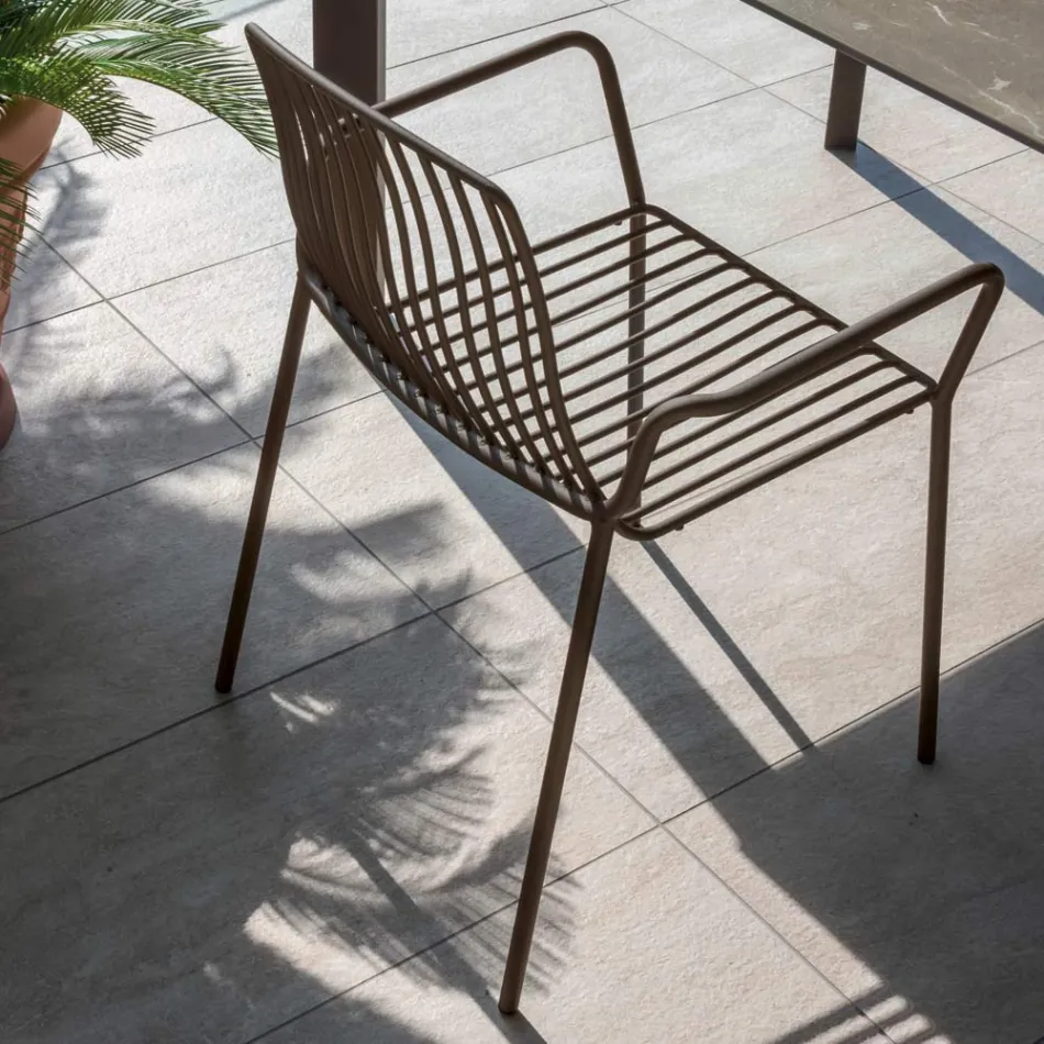 Sedia da Giardino Impilabile in Metallo Made in Italy 2 Pezzi - Giuliana Viadurini
