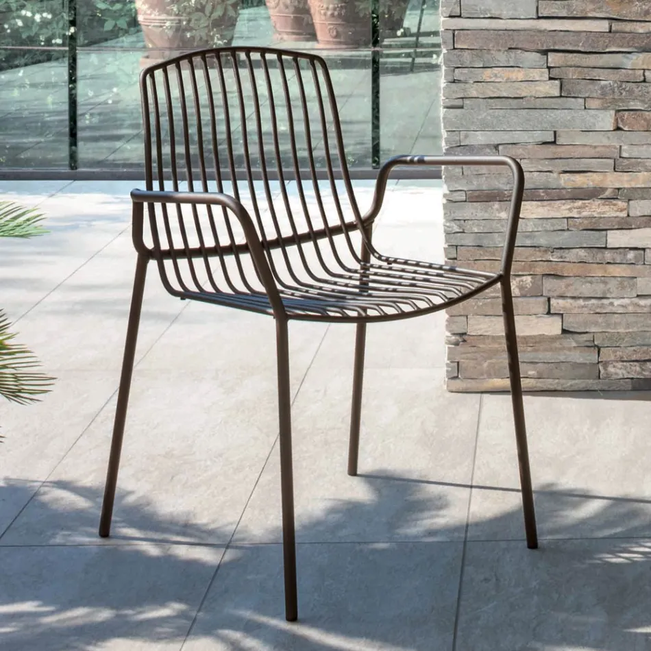 Sedia da Giardino Impilabile in Metallo Made in Italy 2 Pezzi - Giuliana Viadurini