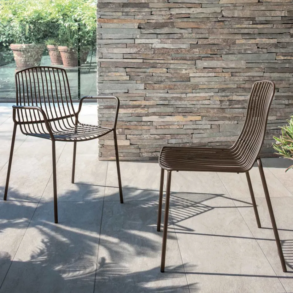 Sedia da Giardino Impilabile in Metallo Made in Italy 2 Pezzi - Giuliana Viadurini