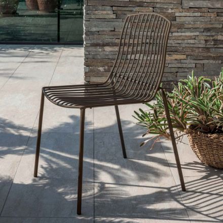 Sedia da Giardino Impilabile in Metallo Made in Italy 2 Pezzi - Giuliana Viadurini