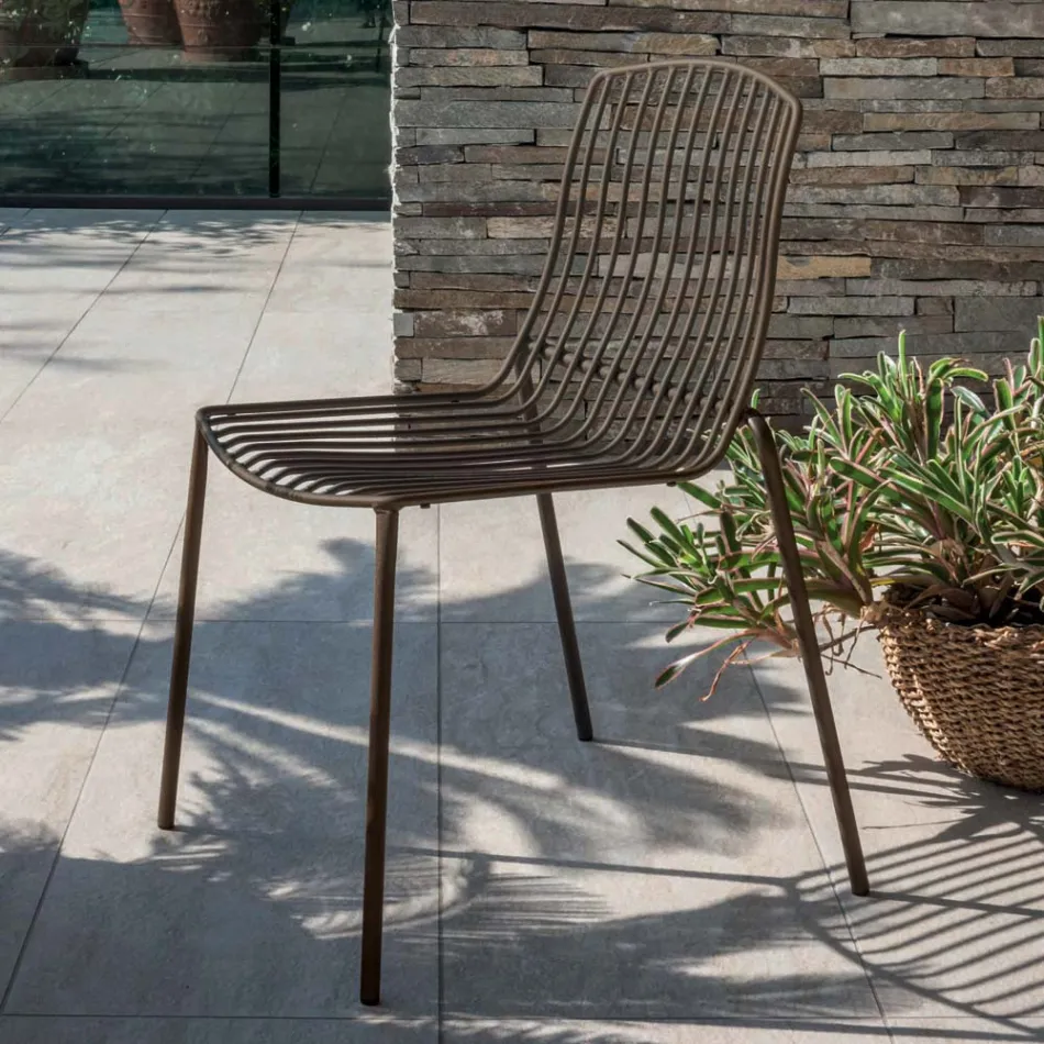 Sedia da Giardino Impilabile in Metallo Made in Italy 2 Pezzi - Giuliana Viadurini
